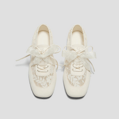 Square-Toe Lace-Up Sneakerinas (Cristina)
