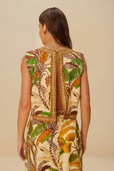 Sand Foliage Sketch Blouse