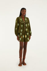 Green Heart Tapestry Embroidered Shorts