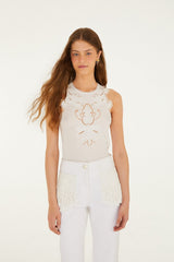 Off-White Lace Sleeveless Blouse