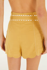 Khaki High Waisted Belted Shorts