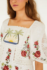 Off-White Tropi Scarf Embroidered Blouse