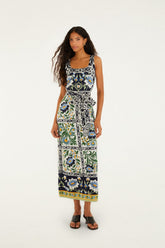 Black Manoela Belted Knit Midi Dress