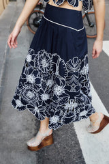 Blue Flowers Richelieu Maxi Skirt
