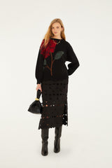 Black Hearts Midi Skirt