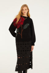 Black Hearts Midi Skirt