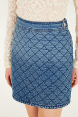 Denim Quilted Mini Skirt