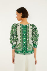 Green Flora Tapestry Blouse