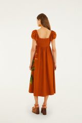 Brown Hilo Arrangment Midi Dress