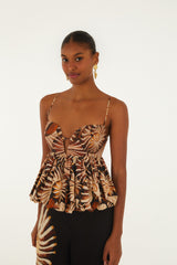 Multicolor Ammonite Sleveless Bubble Hem Blouse