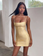MIDORI METALLIC BANDAGE DRESS - GOLD