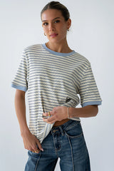 Jenna Striped Top in Blue