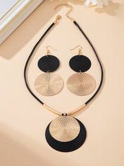 Geometric Round Cut Earrings Accessories Necklaces Accessories Two Pieces Set