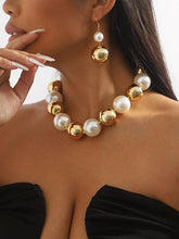 Beaded Contrast Color Geometric Dainty Necklace Earrings Accessories Necklaces Accessories Three Pieces Set