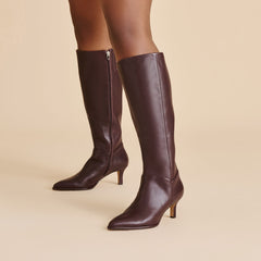 Aldy Wide Calf Boots Mulberry Leather