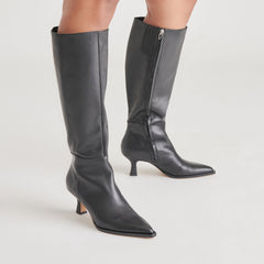 Auggie Wide Calf Boots Black Leather