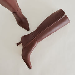 Auggie Wide Calf Boots Chocolate Leather