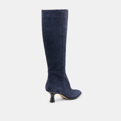 Auggie Wide Calf Boots Navy Suede