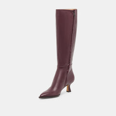 Auggie Wide Calf Boots Wine Leather