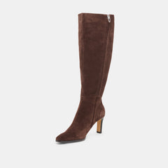Emmi Wide Calf Boots Dk Brown Suede
