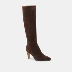 Emmi Wide Calf Boots Dk Brown Suede