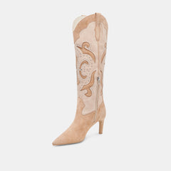 Finley Stud Boots Camel Suede
