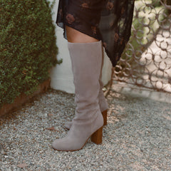 Hudsin Wide Calf Boots Barley Suede