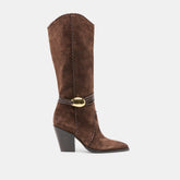 Jody Wide Calf Boots Dk Brown Suede