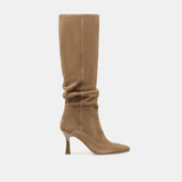 Lousa Wide Calf Boots Olive Suede