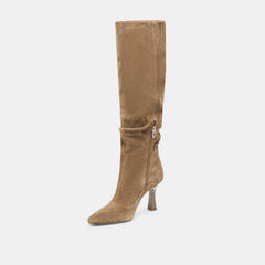 Lousa Wide Calf Boots Olive Suede