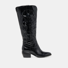 Mirla Wide Calf Boots Black Leather