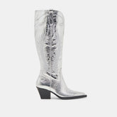 Ryatt Extra Wide Calf Boots Silver Distressed Leather