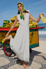 Off-White Richelieu V Neck Sleeveless Midi Dress
