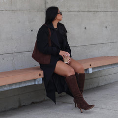Gyra Wide Calf Boots Dk Brown Suede