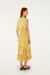 Yellow Stripes Richelieu Midi Skirt
