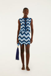 Blue Waves Crochet Mini Skirt
