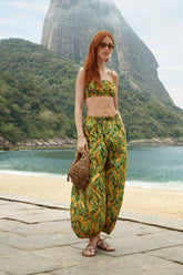 Green Forest Parrots Pockets Balloon Pants