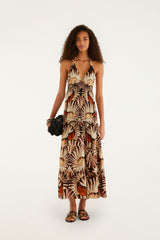 Multicolor Ammonite Tassel Smocked Maxi Dress