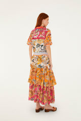 Multicolor Ligia Floral Mix Layered Midi Skirt