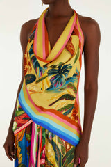 Multicolor Rainbow Summer Scarf Blouse