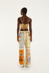 Multicolor Rio Souvenir Scarves Rope Detail Pants