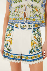 Off-White Emily Floral Tapestry Belted Shorts