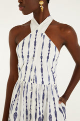 Off-White Fishes Flow Halter Neck Midi Dress