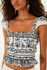 Off-White Flowers Arch Smocked Blouse