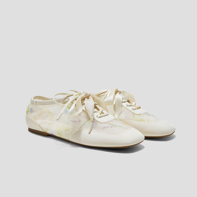 Healing Garden｜Square-Toe Lace-Up Sneakerinas (Cristina)