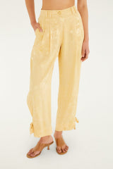 Beige Hem Ties Pockets Pants
