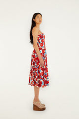 Cherry Blossom Sleeveless Midi Dress