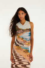 Multicolor Copacabana Beach Sleeveless Blouse