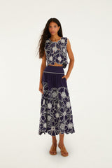Blue Flowers Richelieu  Crop Top