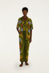 Green Tropical Scarf Pants